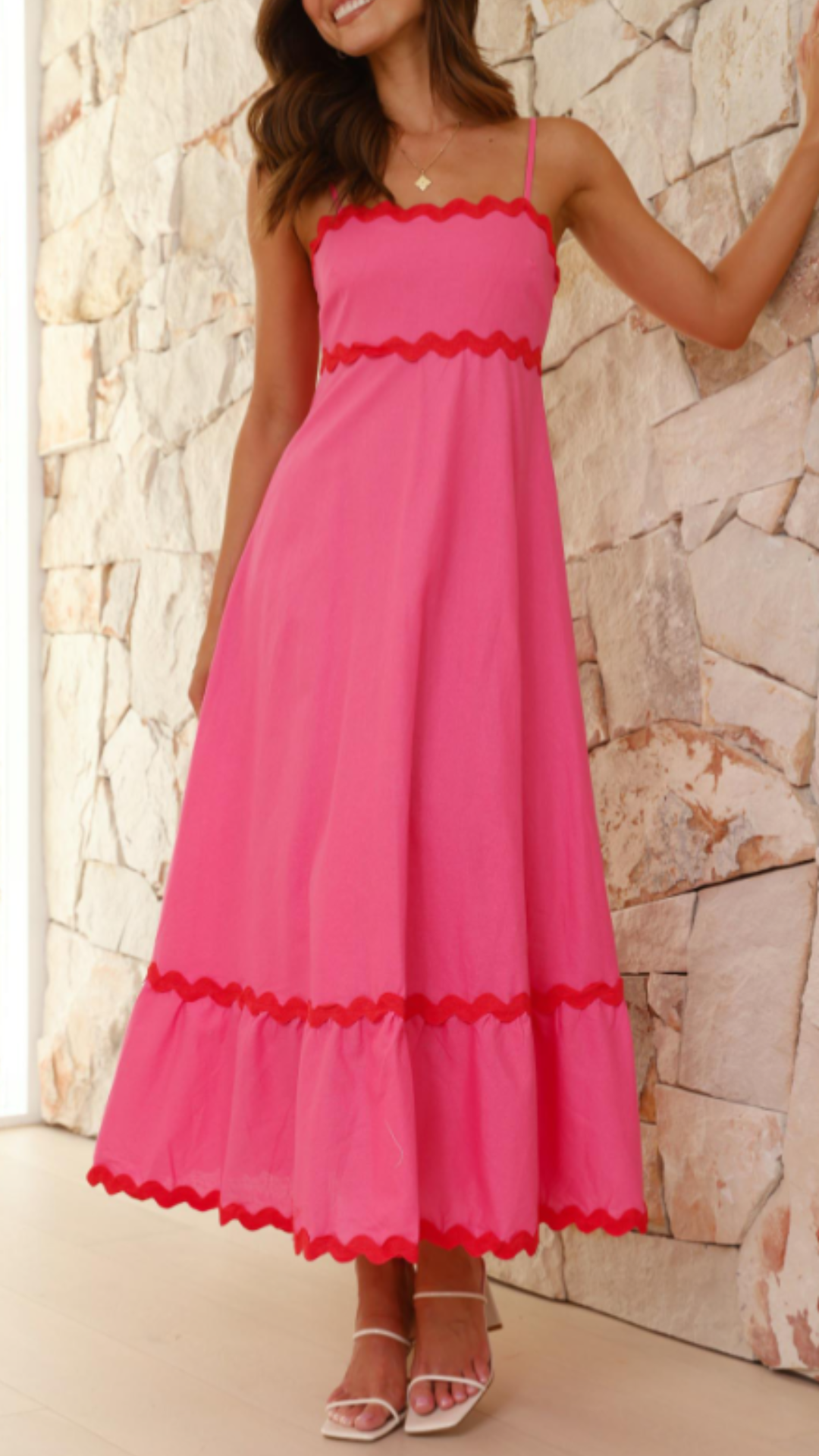 Vestido largo rosa sofisticado