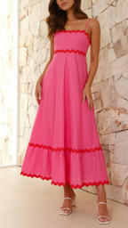 Vestido largo rosa sofisticado