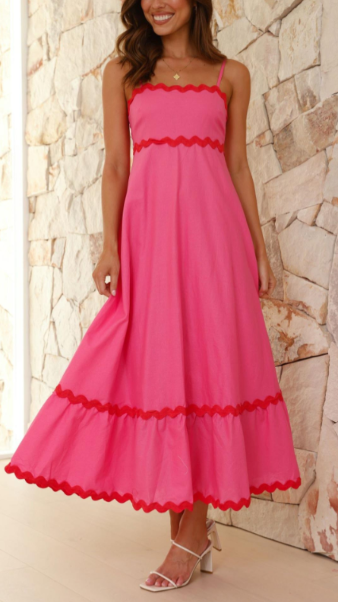 Vestido largo rosa sofisticado