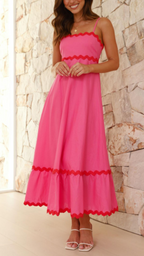 Vestido largo rosa sofisticado