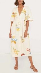 Vestido beige con estampado Veraniego