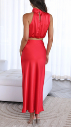 Conjunto top y falda de satén