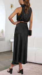 Conjunto top y falda de satén