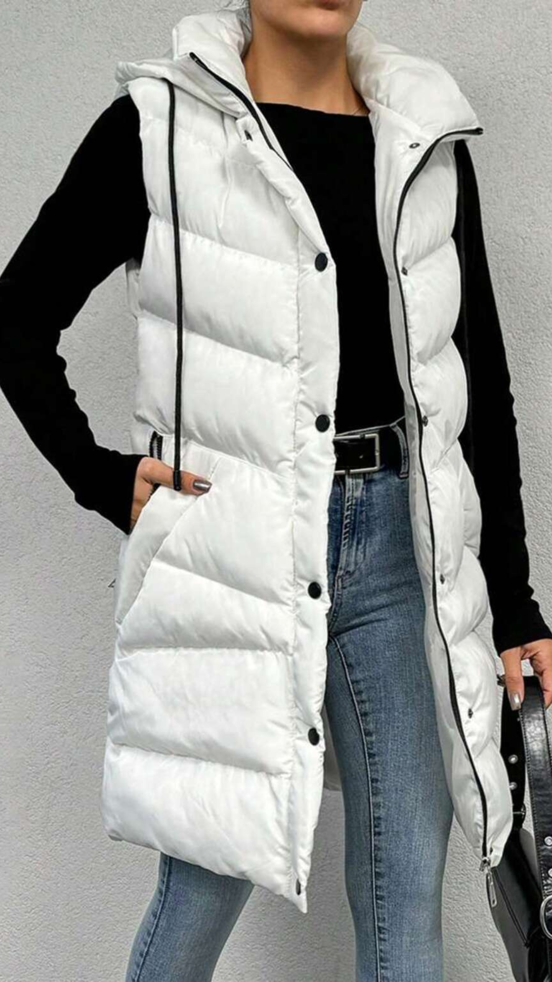 Chaqueta acolchada larga sin mangas