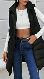 Chaqueta acolchada larga sin mangas