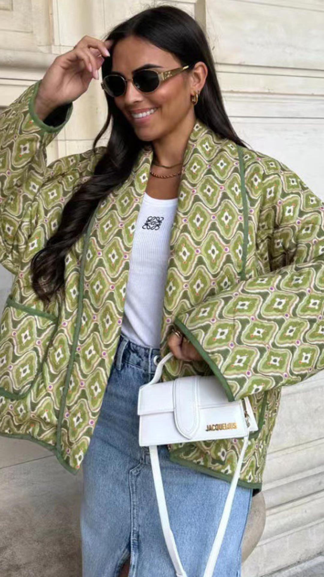 Abrigo abierto acolchado bohemio