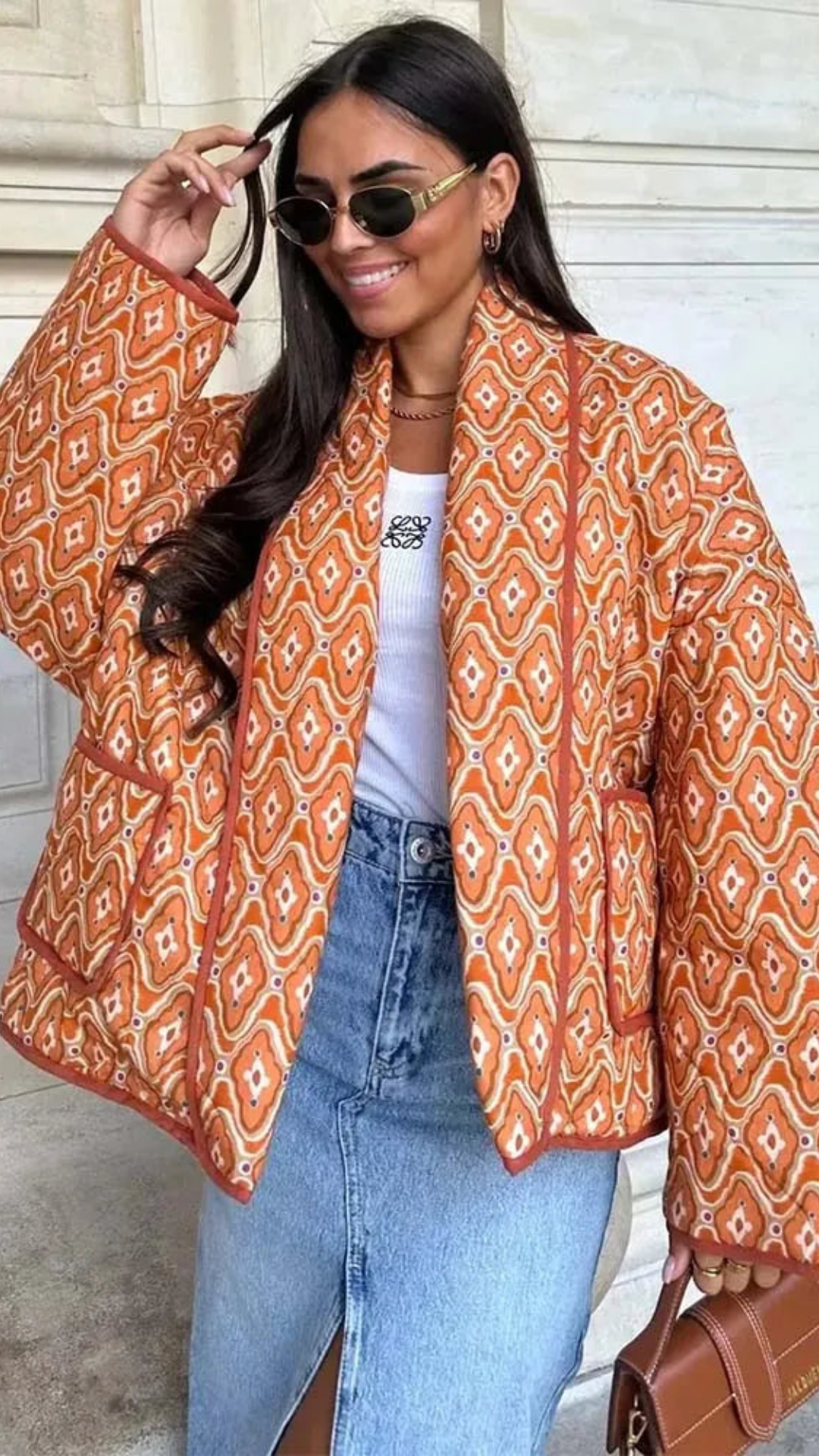 Abrigo abierto acolchado bohemio