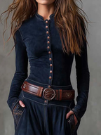 Nadia | Vestido maxi de ante con cinturón