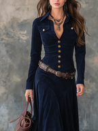 Diana | Vestido largo de ante con botones