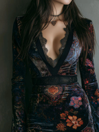 Liora | Mini vestido floral de terciopelo con encaje